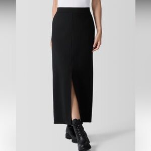 Eileen Fisher Ponte Black Maxi Skirt with Front Slit Size XS